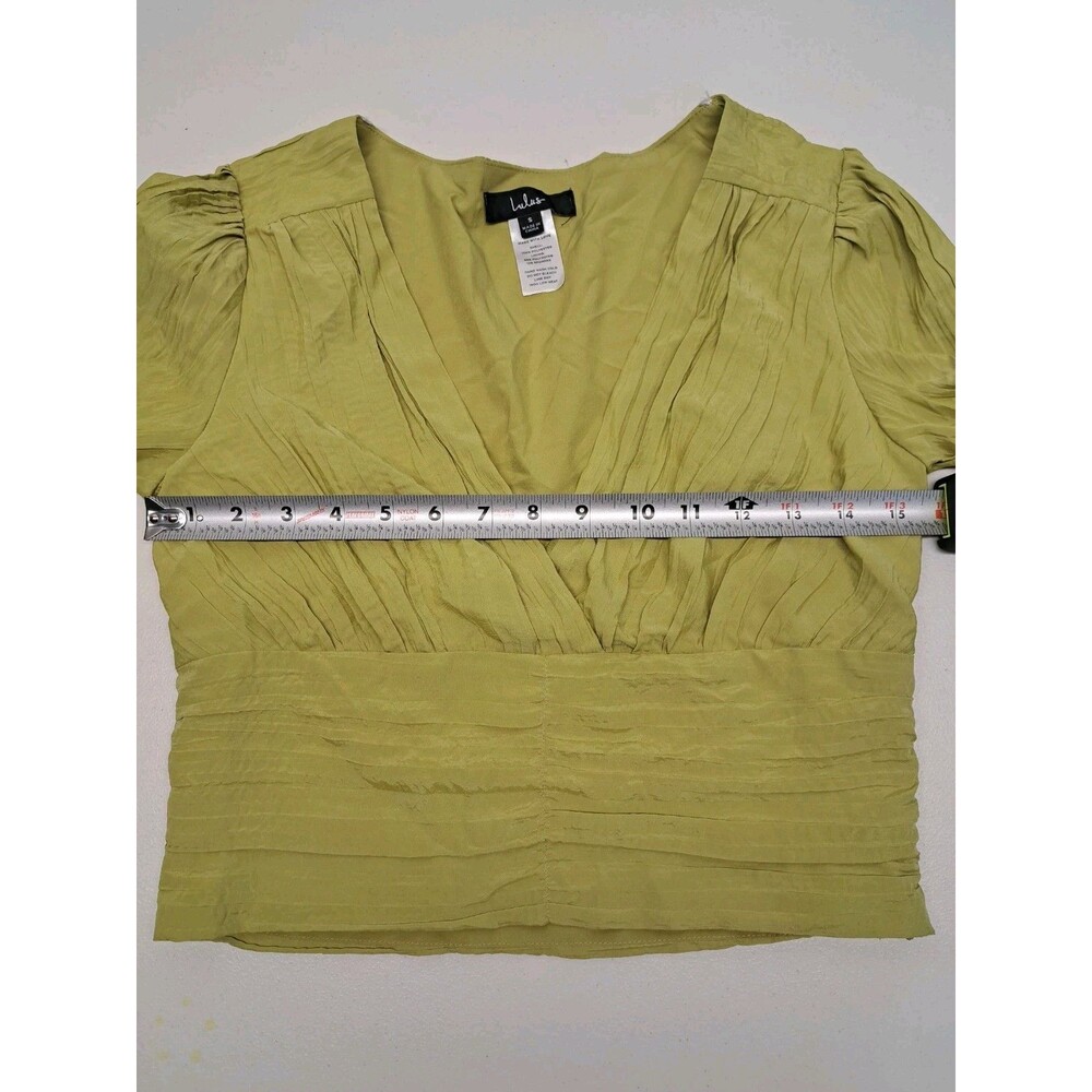 Lulus Bring The Pleat Lime Green Pleated Long Sleeve Top S - Picture 5 of 5